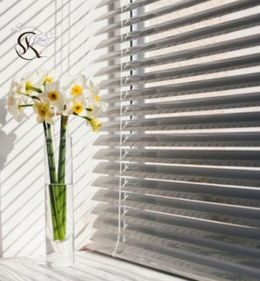 Zebra blinds installed in contemporary living room